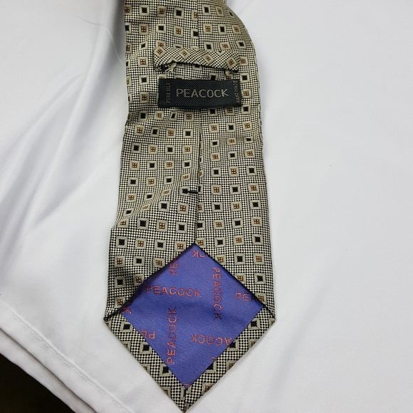 Peacock Blue and Gold executive silk TIE - Picture 8 of 8